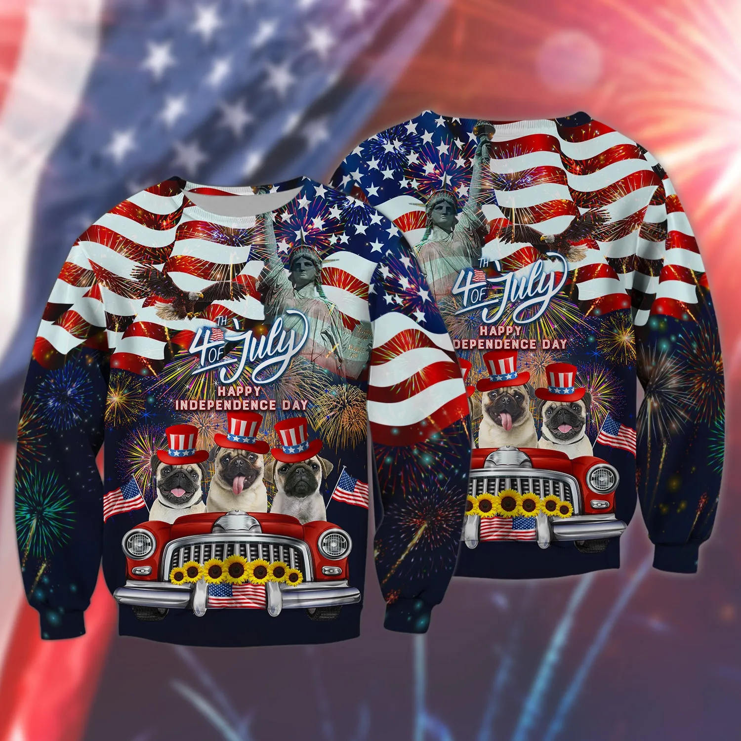 Pug American Hawaiian Shirt - Independence Day Is Coming - 3D Full Print
