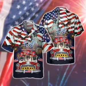 Pug American Hawaiian Shirt - Independence Day Is Coming - 3D Full Print