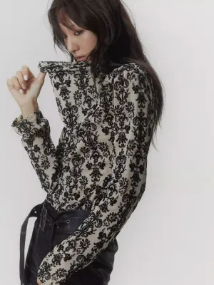 Punk Court Flocking Print Stretch Slim Bottom Sweater【s0000006681】