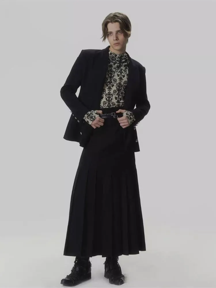 Punk Court Flocking Print Stretch Slim Bottom Sweater【s0000006681】
