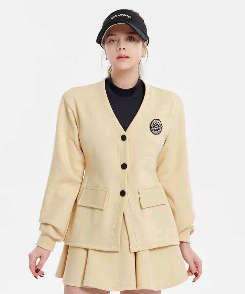Q.C PLAY: Functional PK Waist Pin Tuck V-Neck Half Cardigan - 3 Colors
