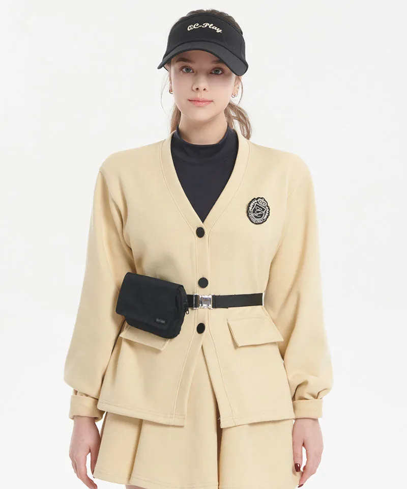Q.C PLAY: Functional PK Waist Pin Tuck V-Neck Half Cardigan - 3 Colors