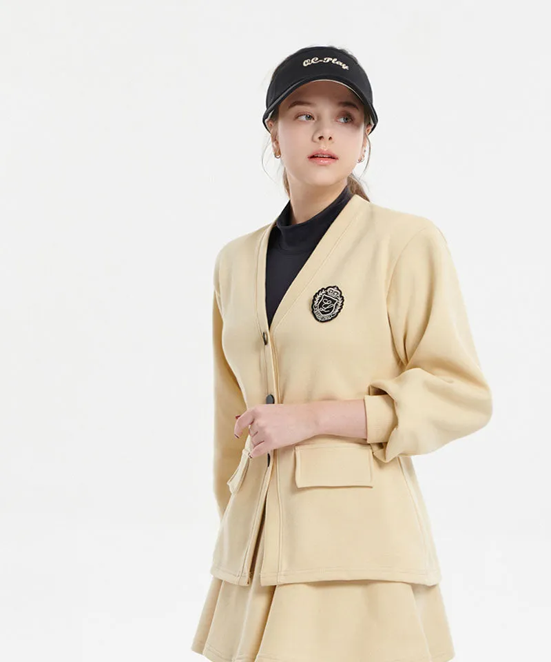 Q.C PLAY: Functional PK Waist Pin Tuck V-Neck Half Cardigan - 3 Colors