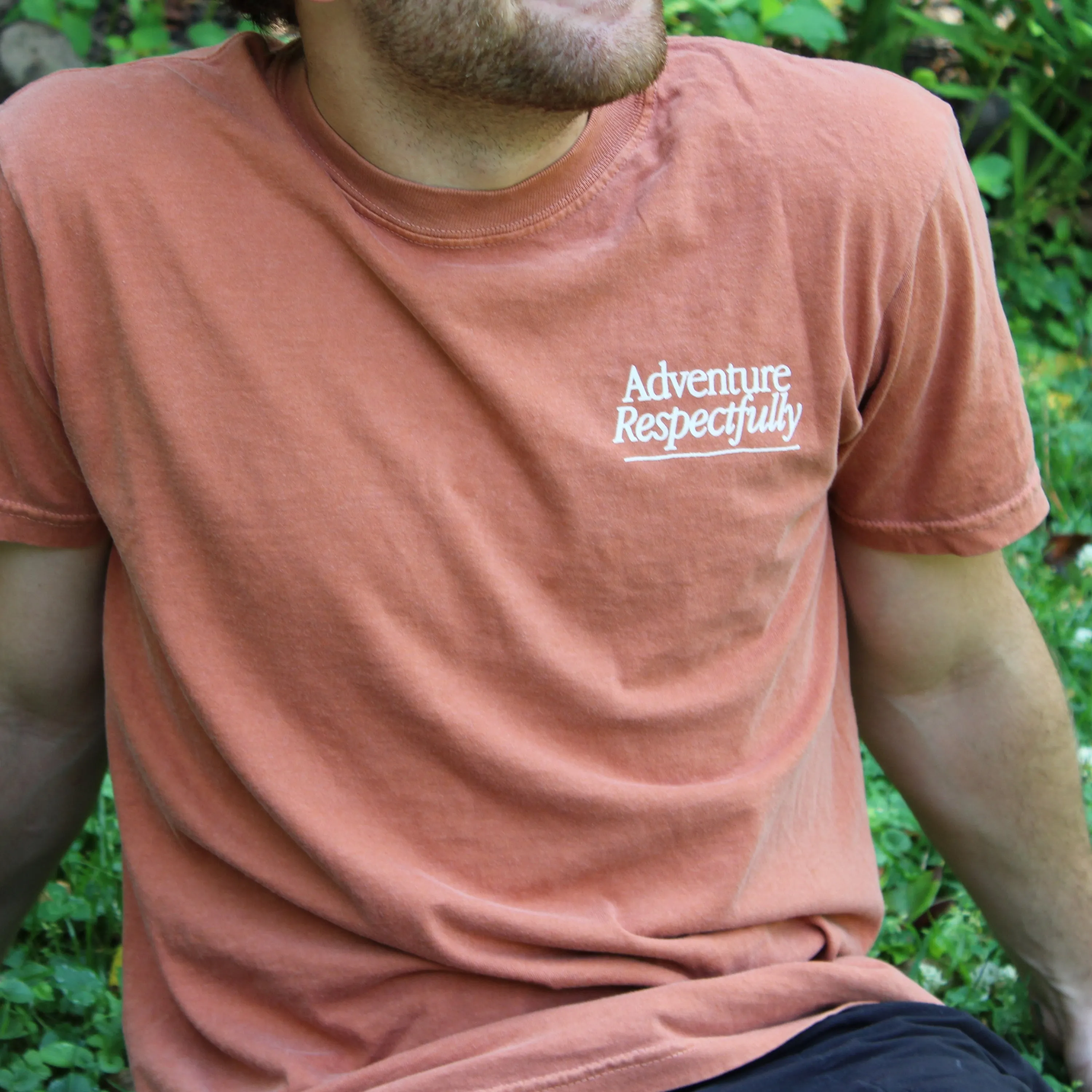"ADVENTURE RESPECTFULLY." T-SHIRT