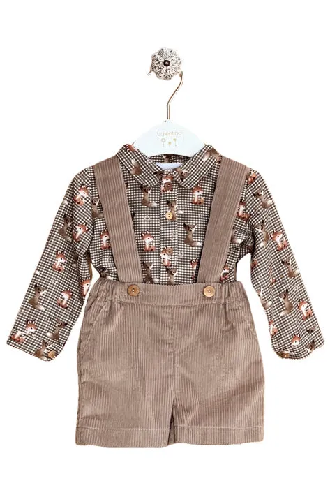 "Dimitri" Khaki Fox Shirt & Cord Shorts