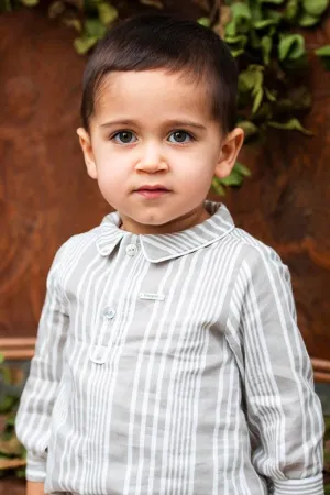 "Ronnie" Taupe Stripe Shirt & Shorts