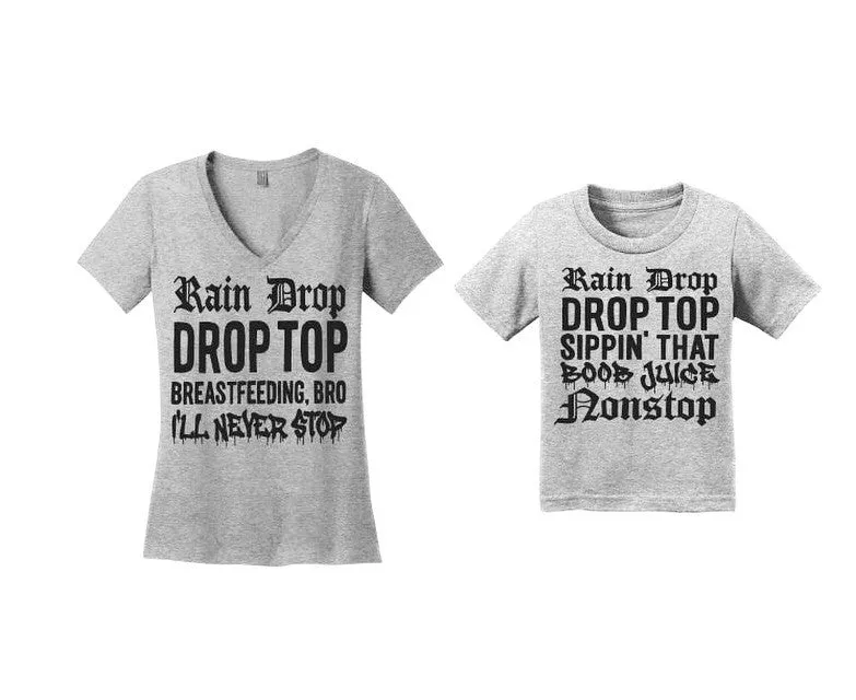 Rain Drop, Drop Top Matching Mommy and Me Breastfeeding Tee Boob Juice