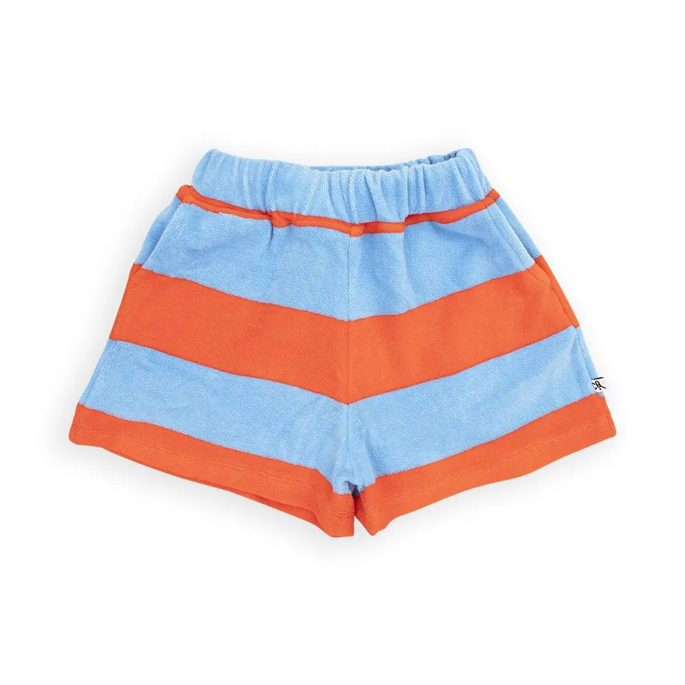 Red / Blue Stripes Terry Shorts - 2 Left Size 4-6 & 10-12 years