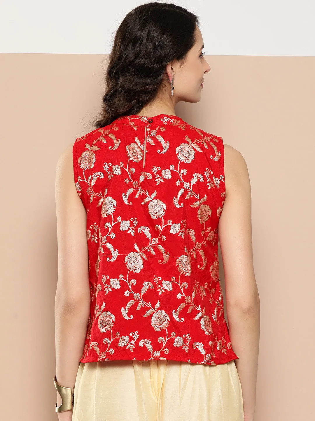 Red Brocade Halter Top