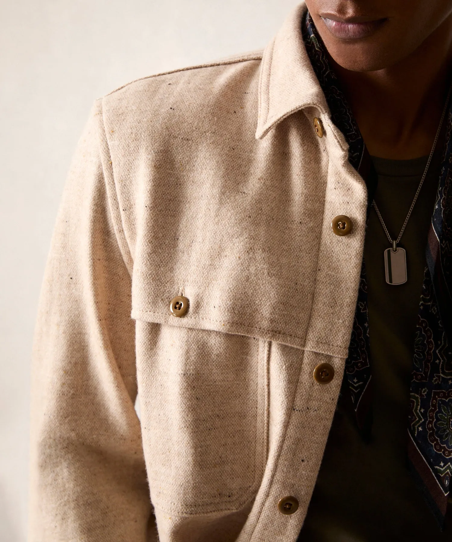 Relaxed Fit Donegal Overshirt in Oatmeal