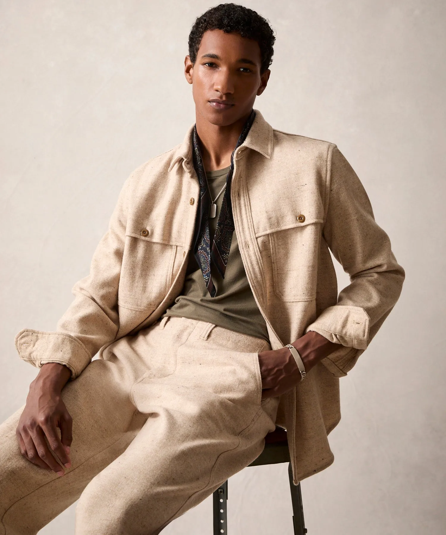 Relaxed Fit Donegal Overshirt in Oatmeal