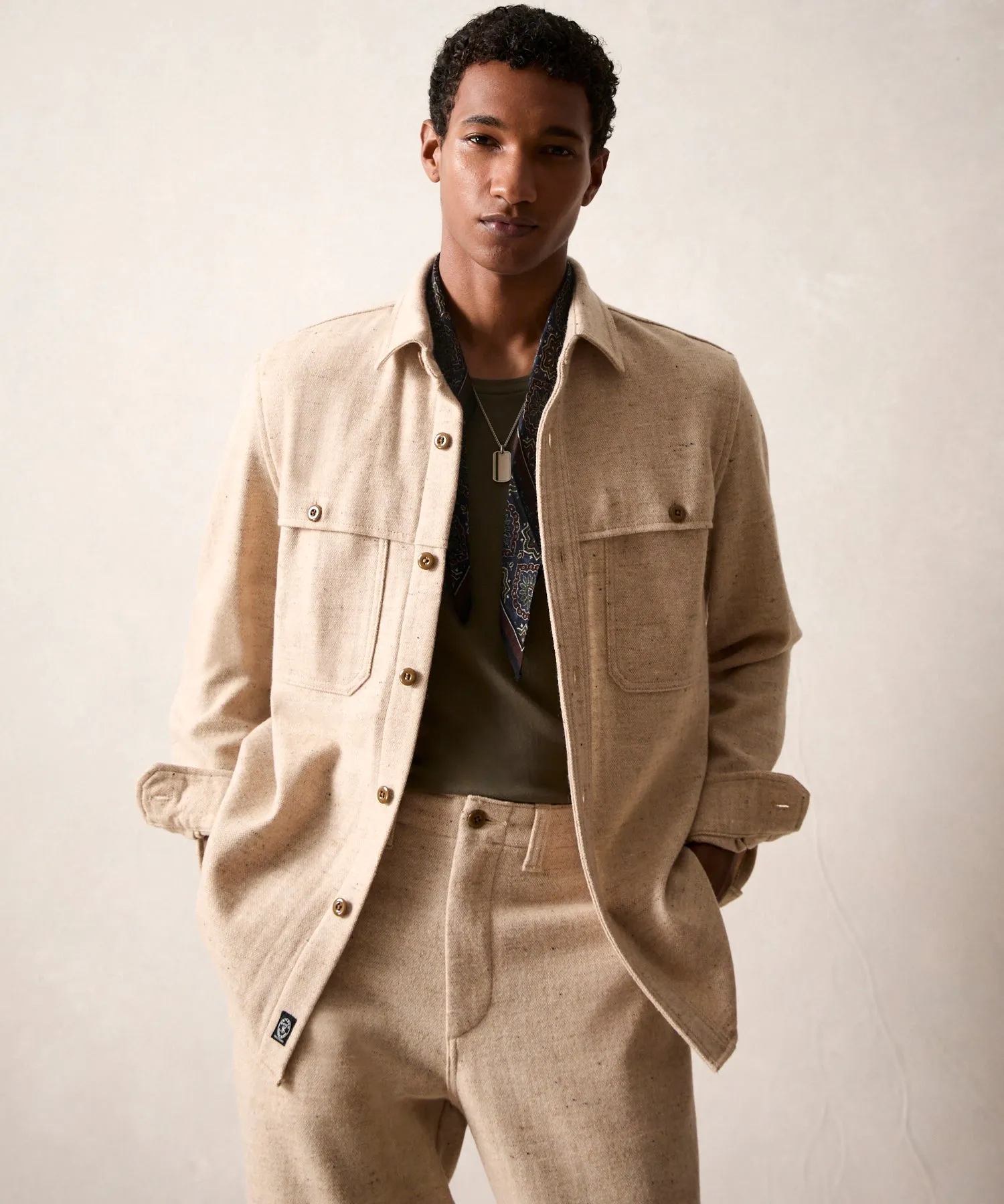 Relaxed Fit Donegal Overshirt in Oatmeal