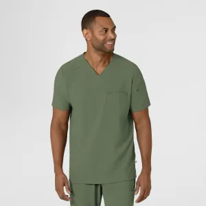RENEW 6834 Men's V-Neck 5 Pocket Scrub Top Olive