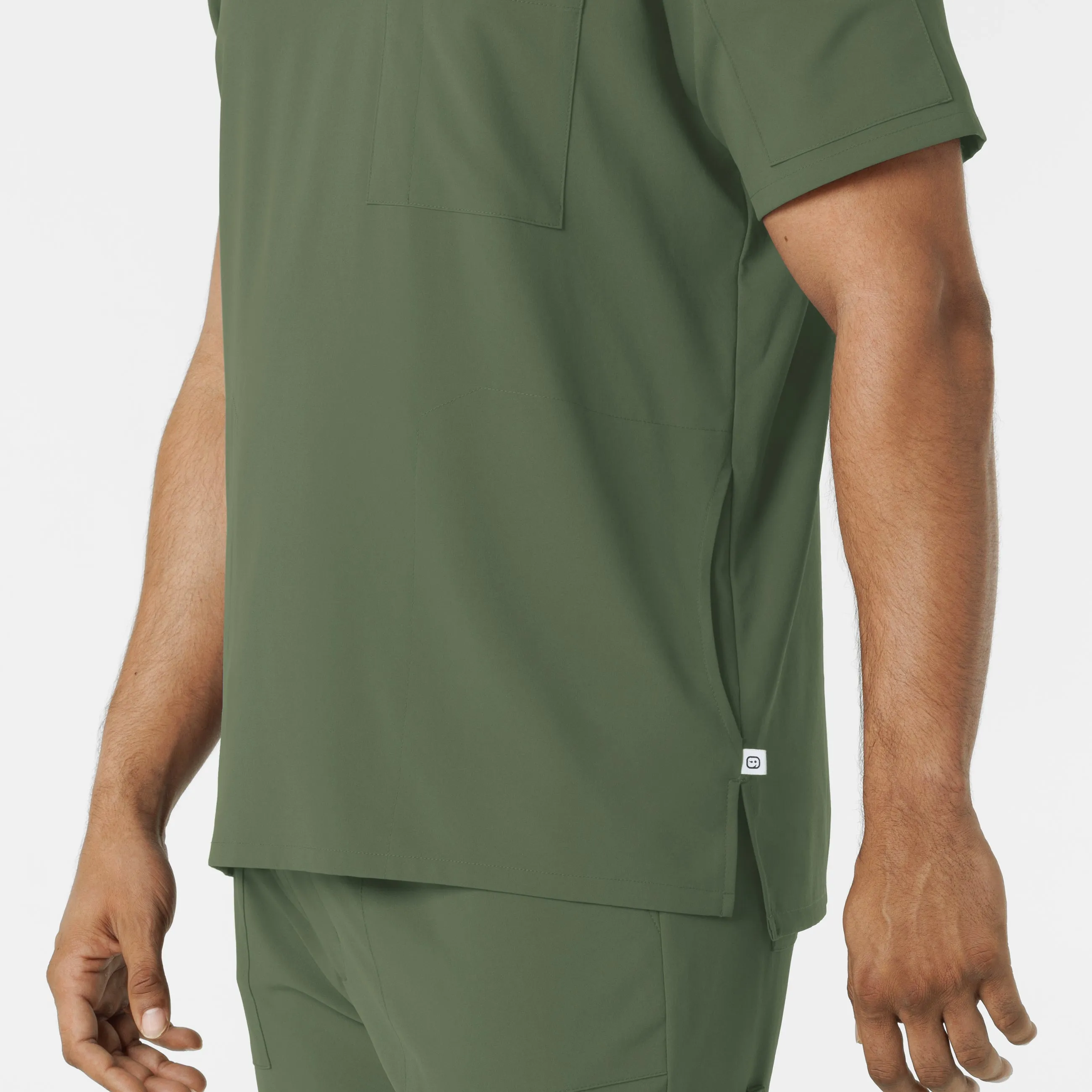 RENEW 6834 Men's V-Neck 5 Pocket Scrub Top Olive