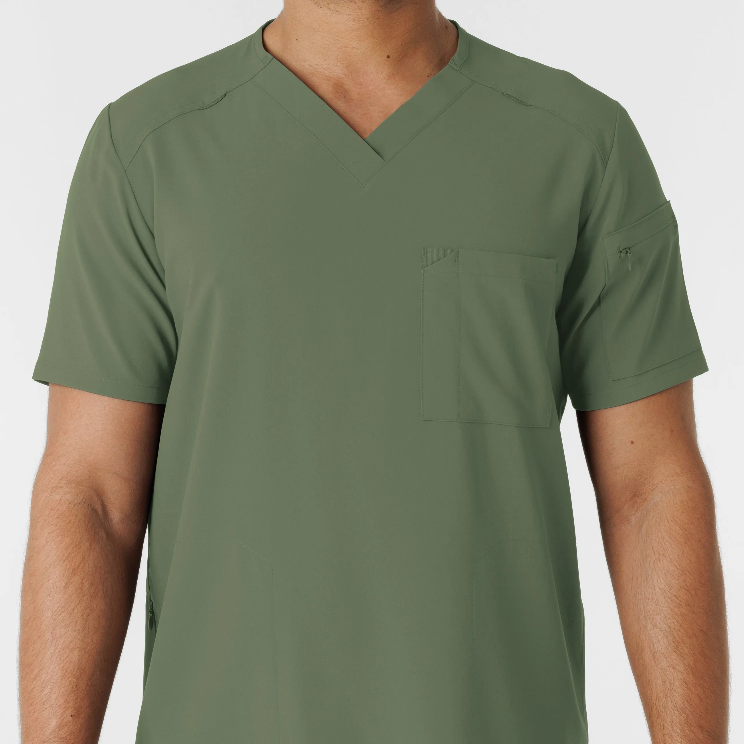 RENEW 6834 Men's V-Neck 5 Pocket Scrub Top Olive
