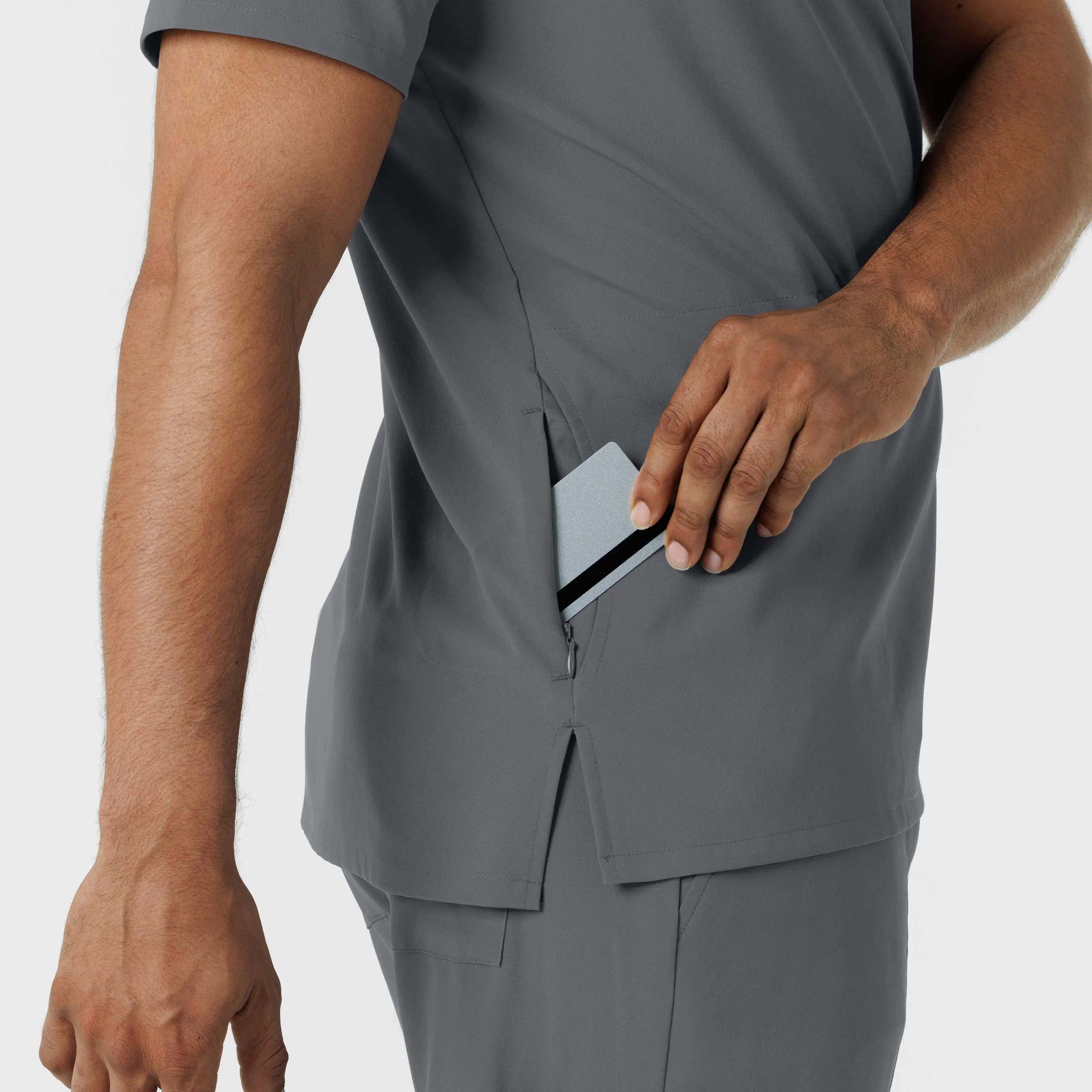 RENEW 6834 Men's V-Neck 5 Pocket Scrub Top Pewter
