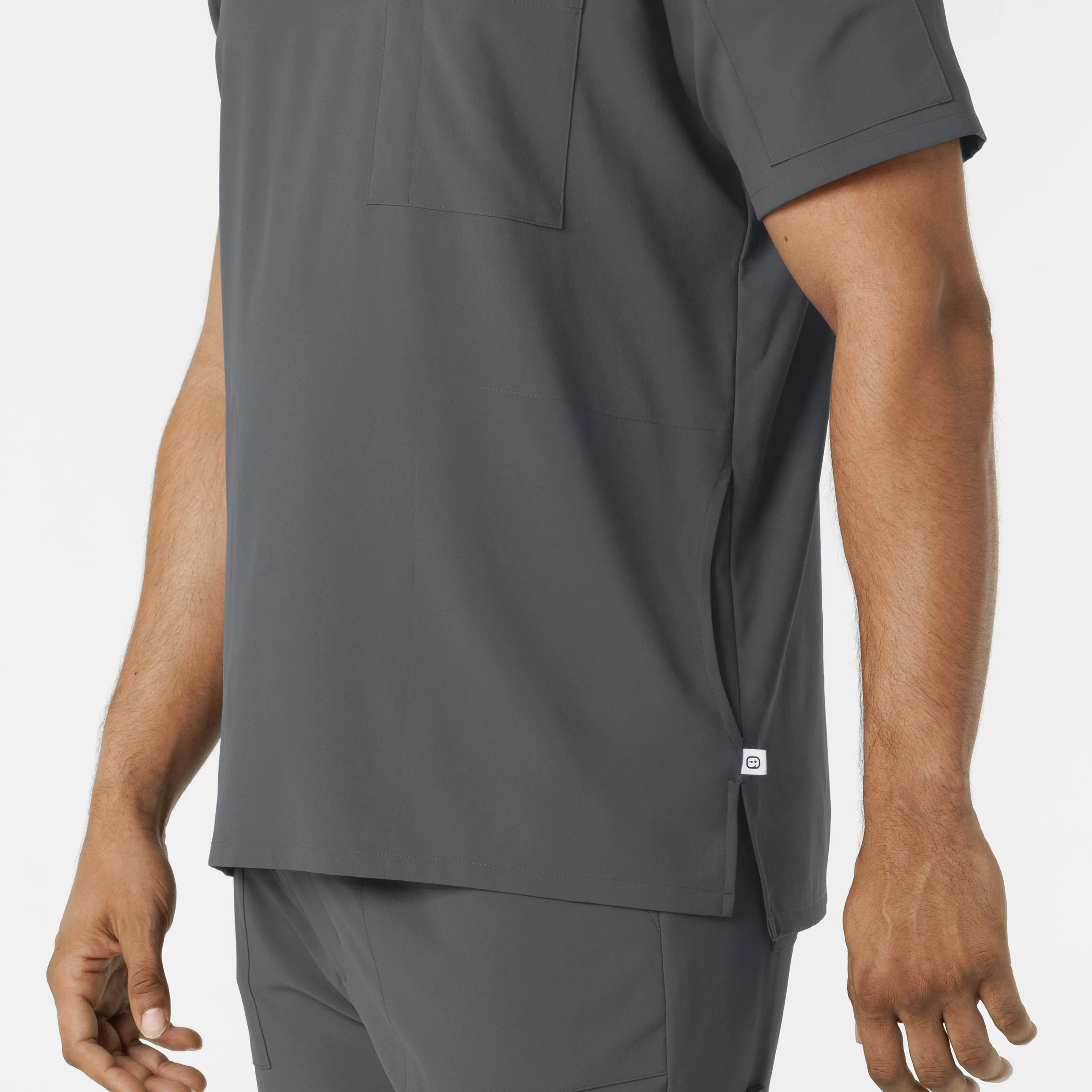 RENEW 6834 Men's V-Neck 5 Pocket Scrub Top Pewter