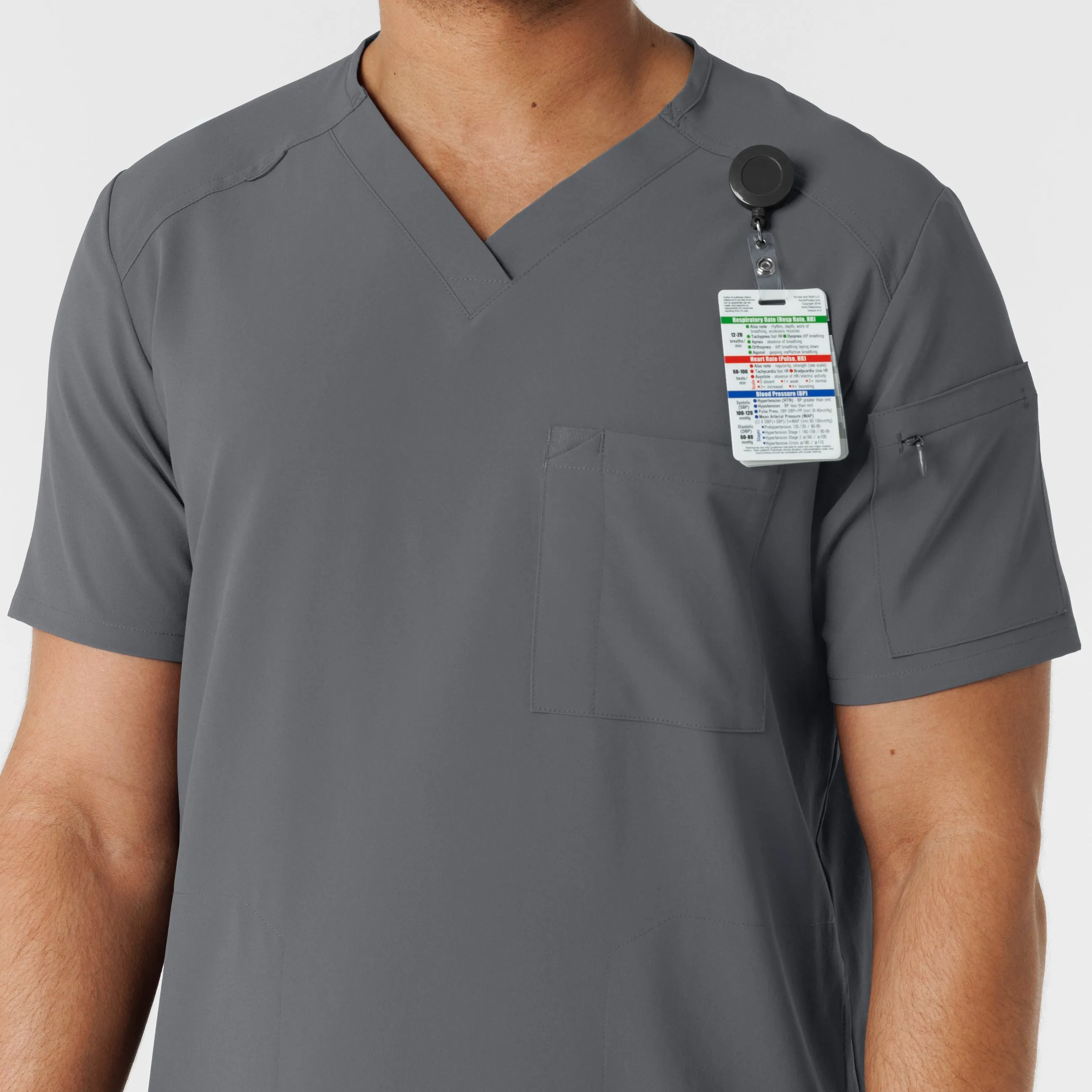 RENEW 6834 Men's V-Neck 5 Pocket Scrub Top Pewter