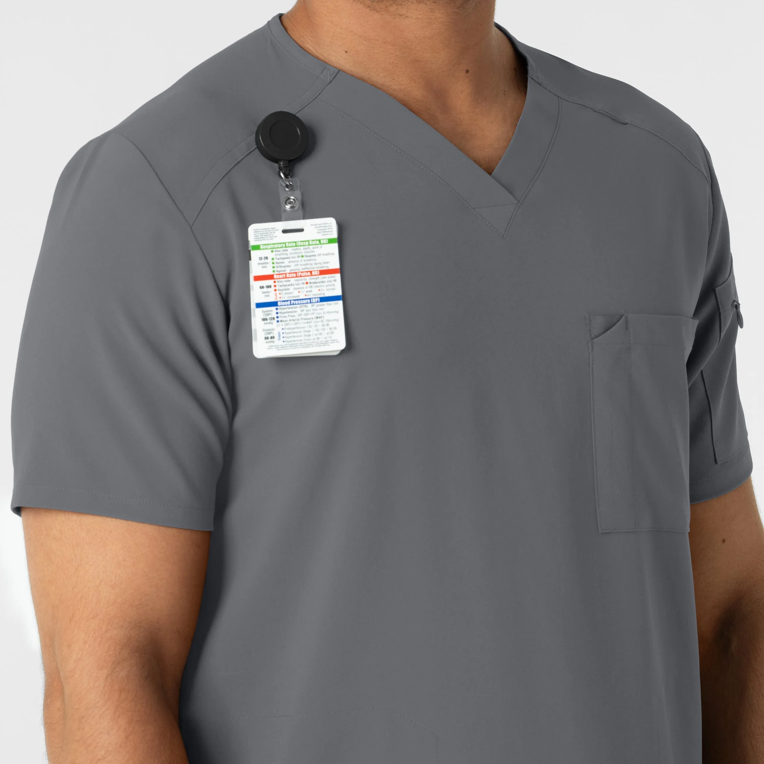 RENEW 6834 Men's V-Neck 5 Pocket Scrub Top Pewter