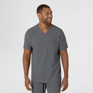 RENEW 6834 Men's V-Neck 5 Pocket Scrub Top Pewter