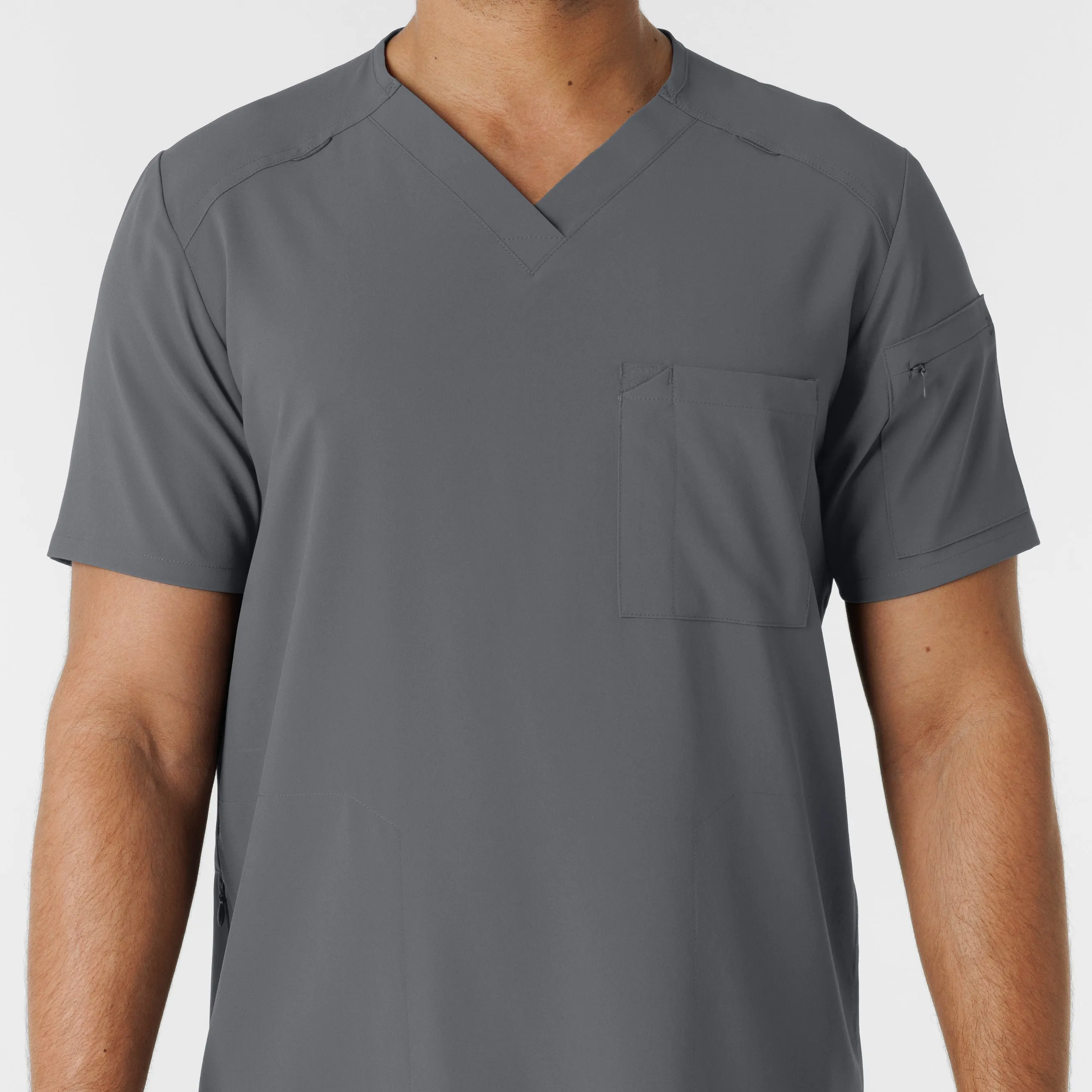 RENEW 6834 Men's V-Neck 5 Pocket Scrub Top Pewter