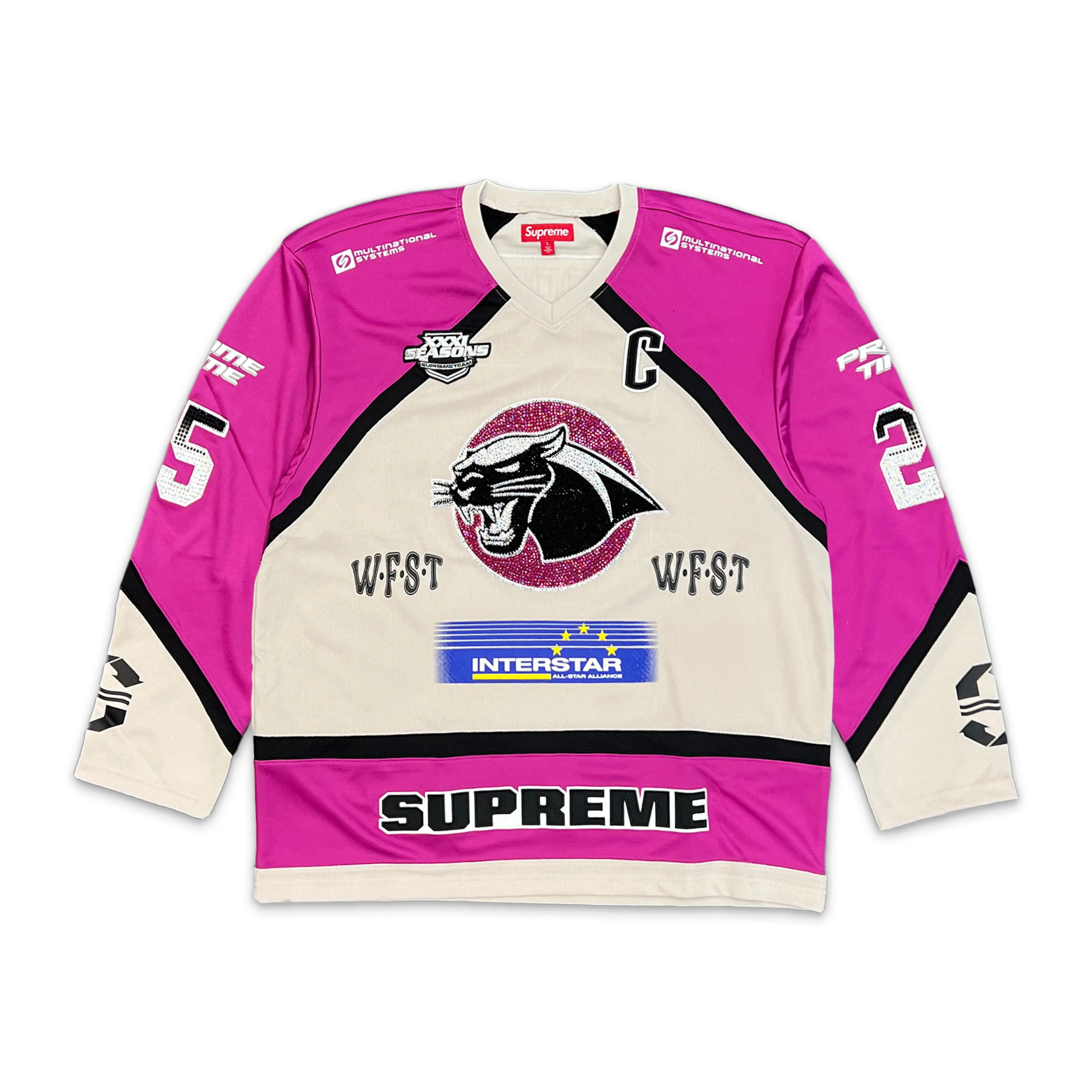 Rhinestone Hockey Jersey "Light Grey"