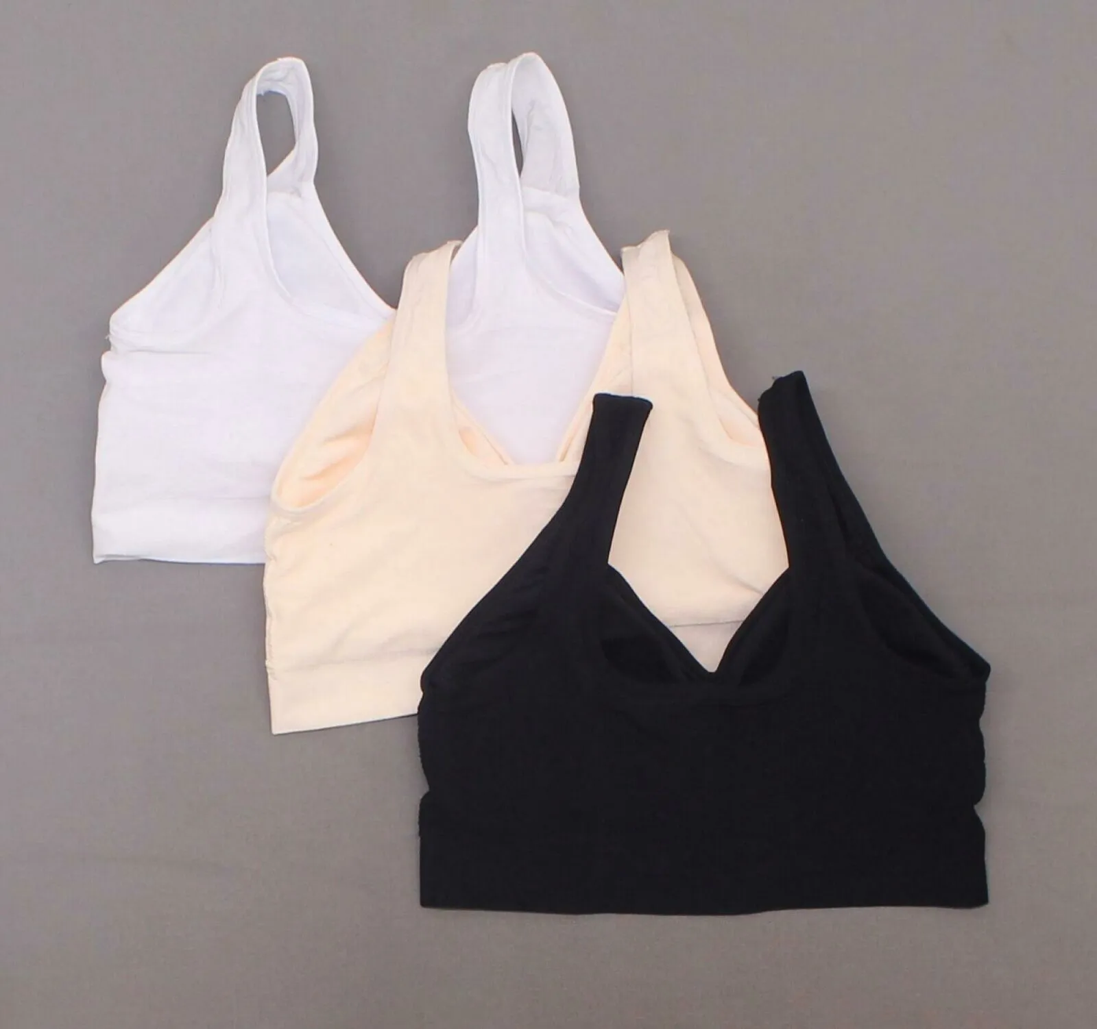 Rhonda Shear 3 Pack Jacquard Ahh Bras Removable Pads Neutrals Large