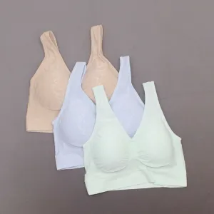 Rhonda Shear 3 Pack Jacquard Ahh Bras With Removable Pads Lights Medium