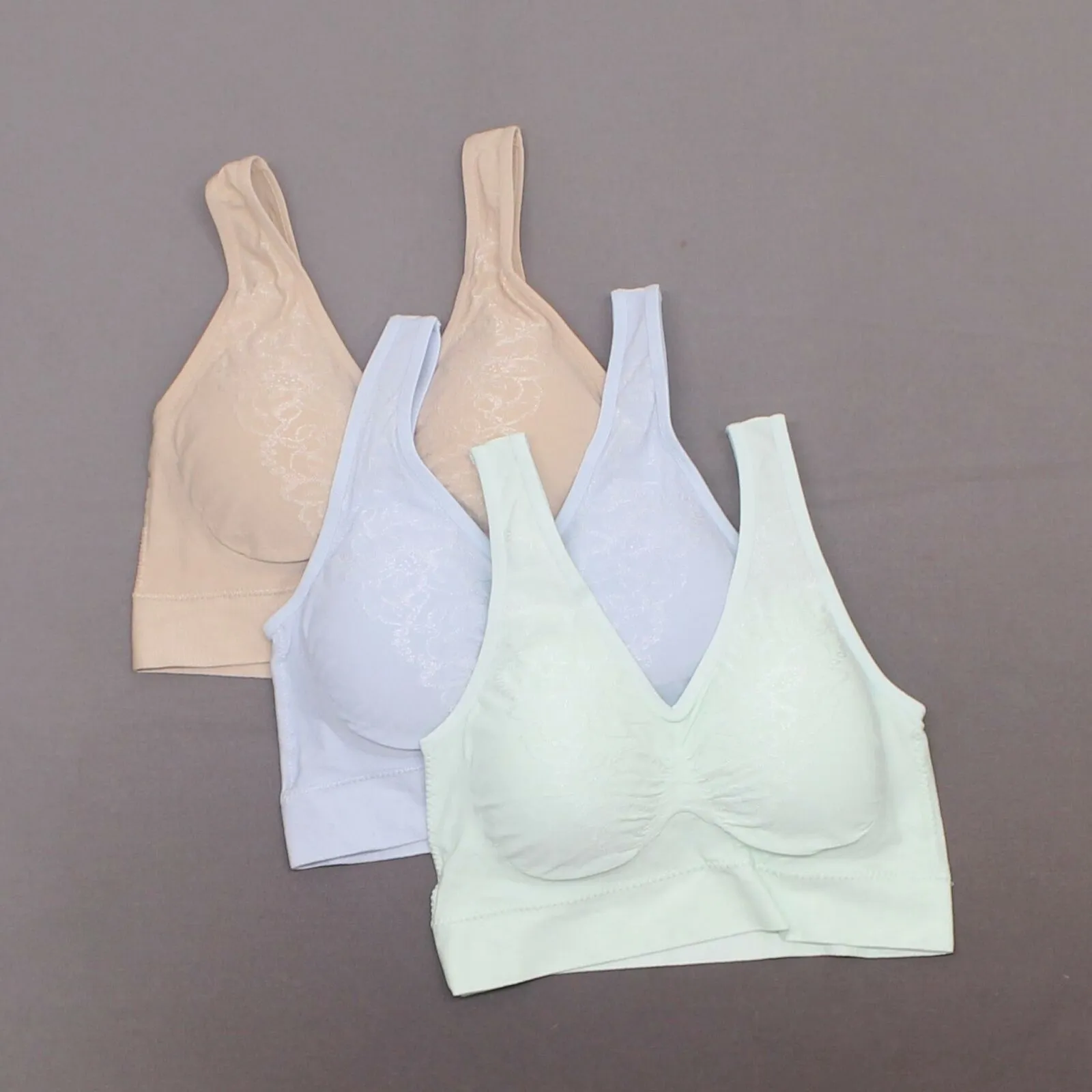 Rhonda Shear 3 Pack Jacquard Ahh Bras With Removable Pads Lights Medium