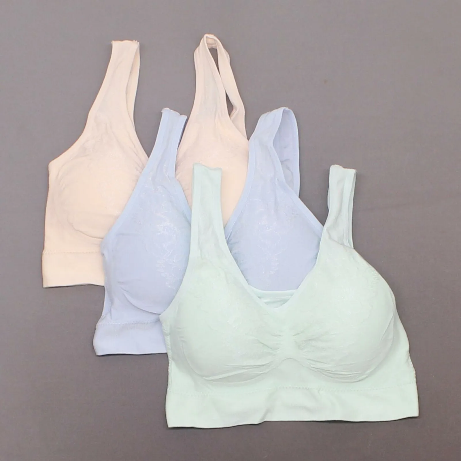 Rhonda Shear 3 Pack Jacquard Ahh Bras With Removable Pads Lights Medium