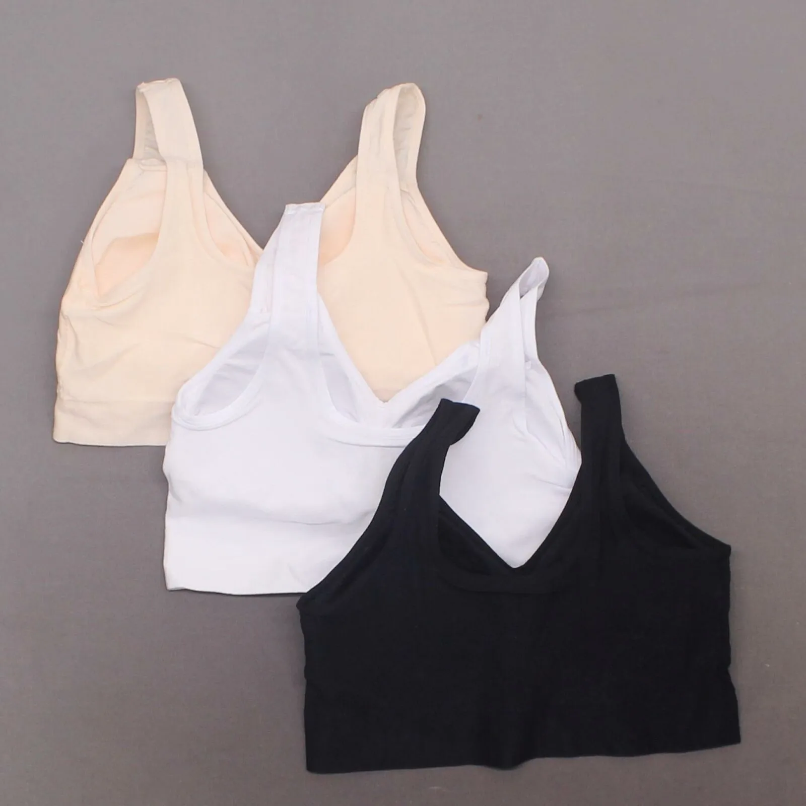 Rhonda Shear 3 Pack Jacquard Ahh Bras With Removable Pads Neutrals Large