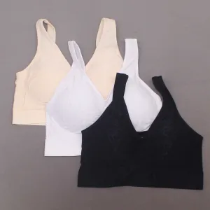 Rhonda Shear 3 Pack Jacquard Ahh Bras With Removable Pads Neutrals Large