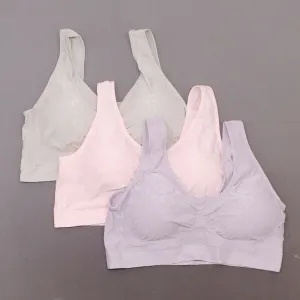 Rhonda Shear 3 Pack Jacquard Ahh Bras With Removable Pads Pastels 3X