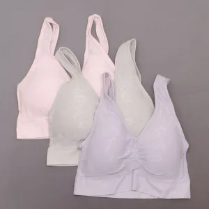 Rhonda Shear 3 Pack Jacquard Ahh Bras with Removable Pads Pastels Small