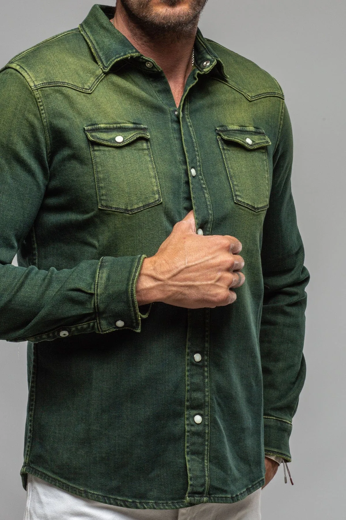 Roper Over-Dyed Western Snap Shirt In Avocado