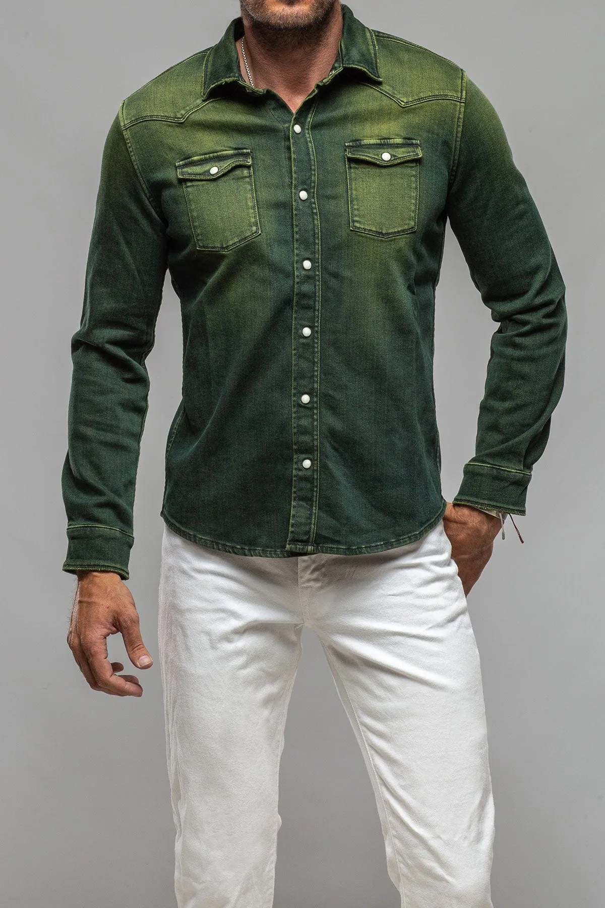 Roper Over-Dyed Western Snap Shirt In Avocado
