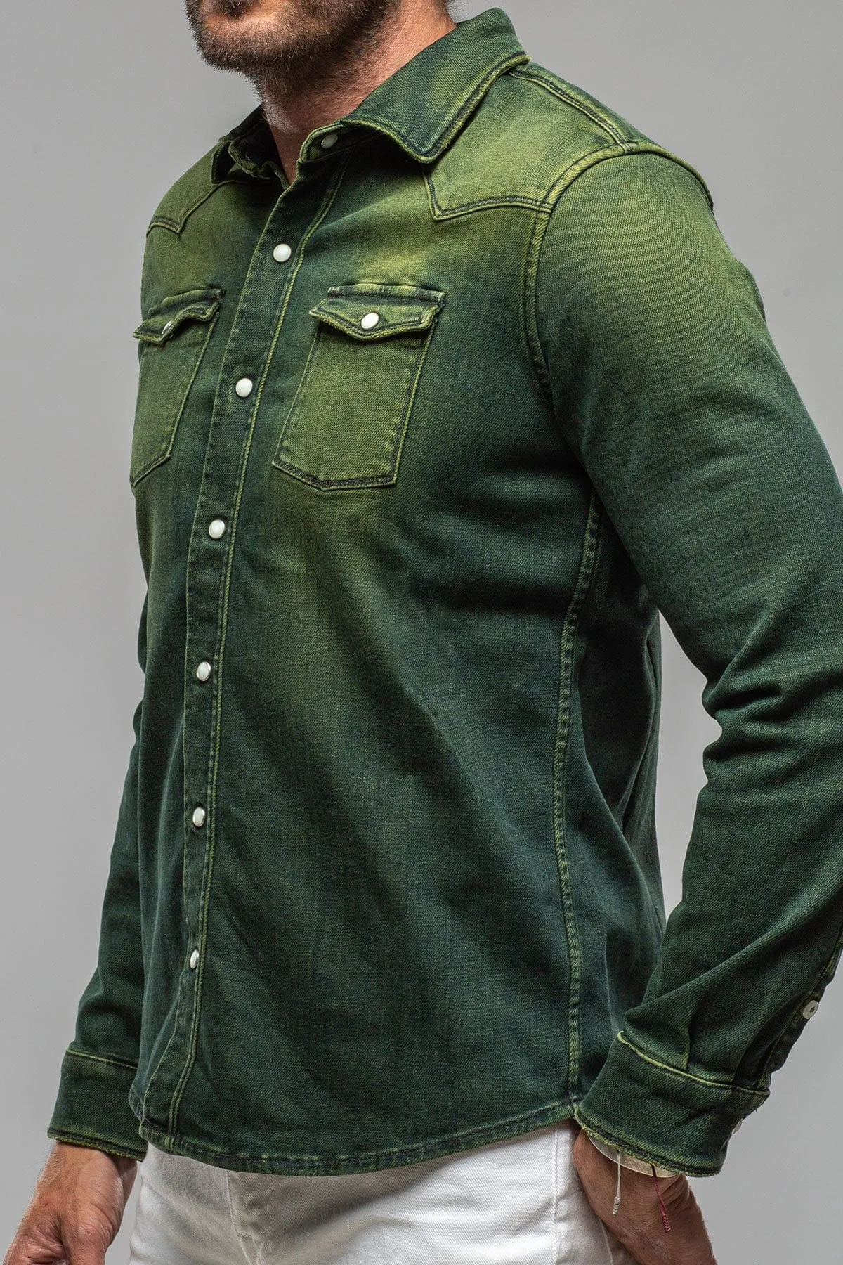 Roper Over-Dyed Western Snap Shirt In Avocado