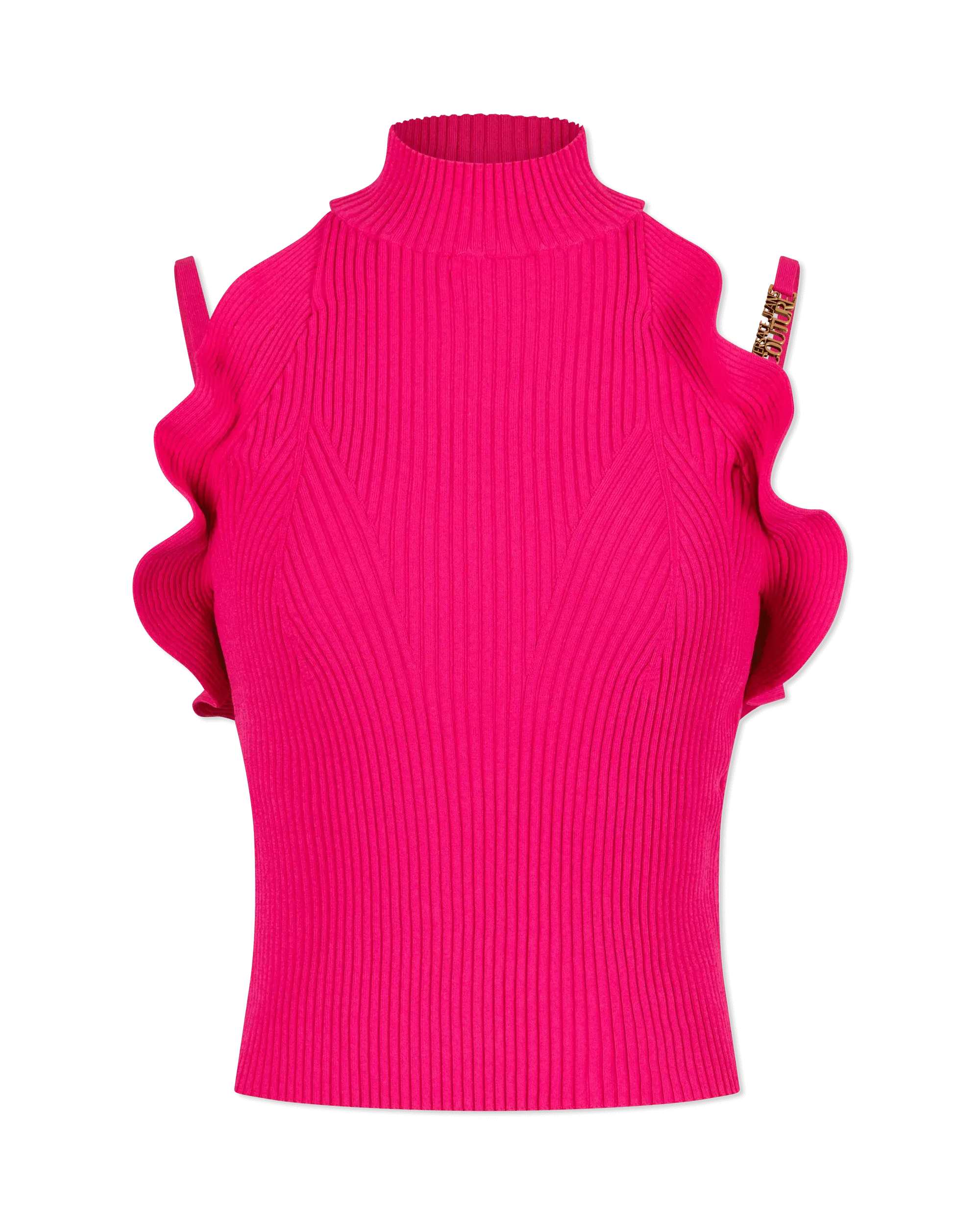 Ruffled Halterneck Knit Tank Top