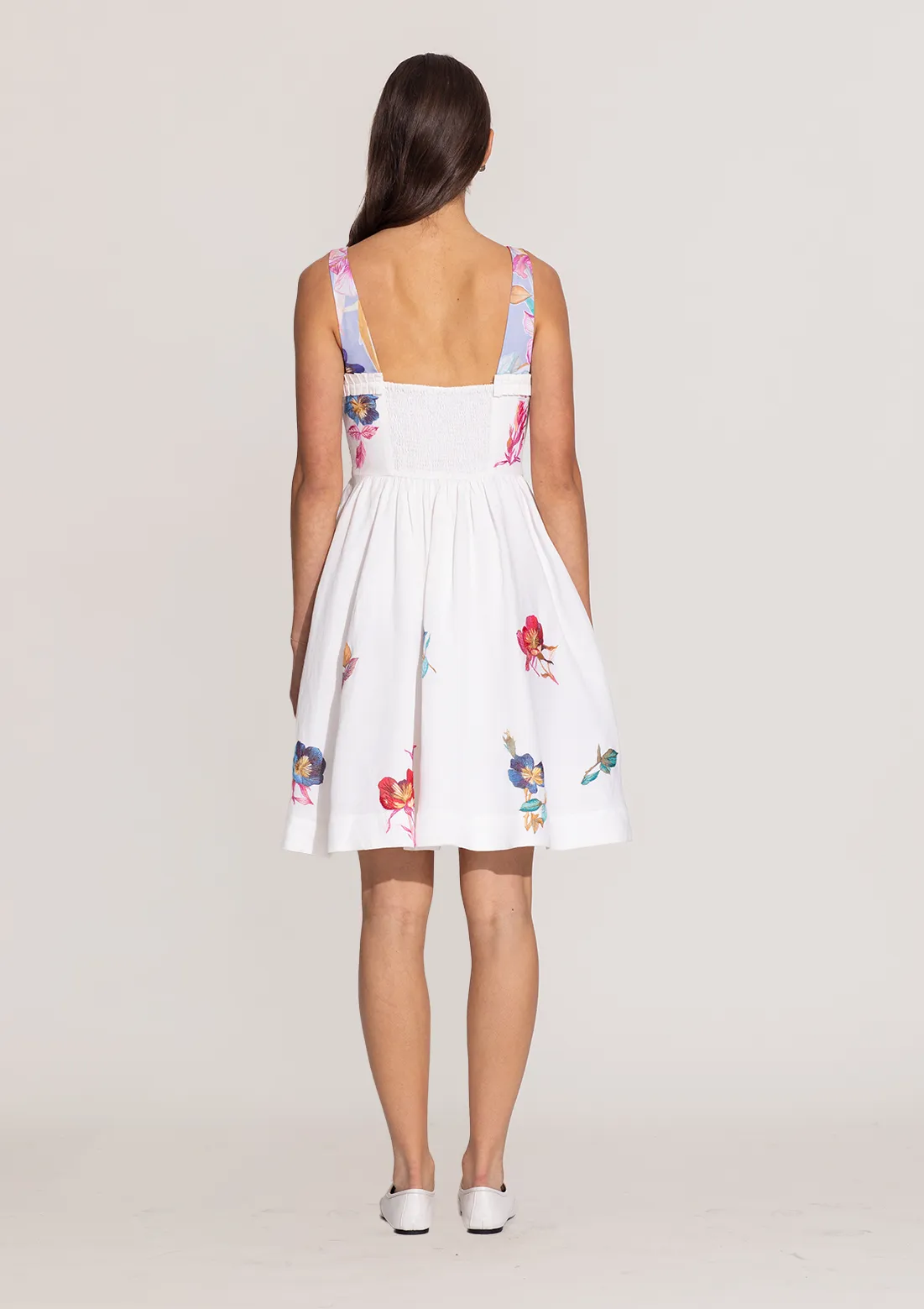 Saffy ivory pleated trim mini dress