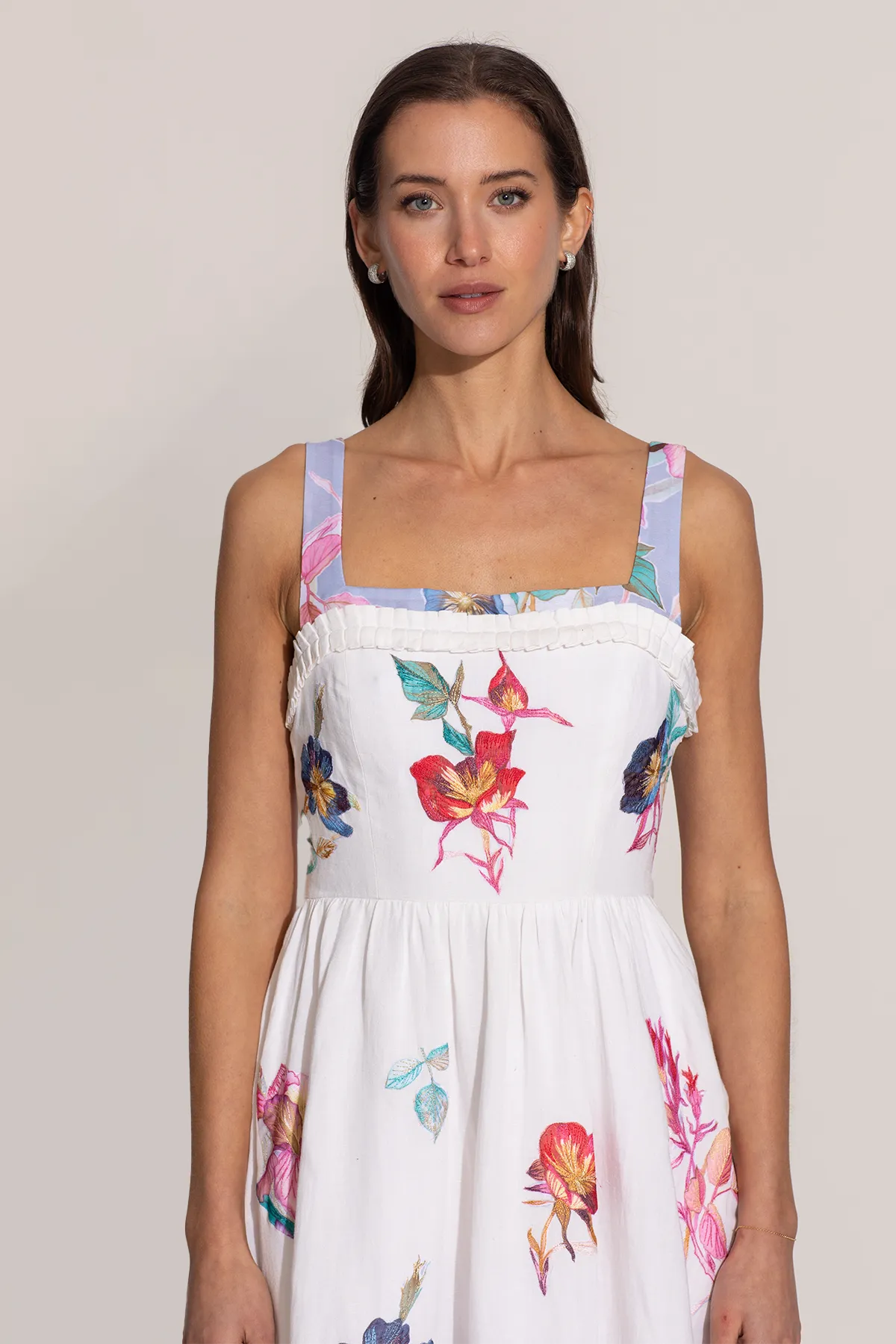 Saffy ivory pleated trim mini dress