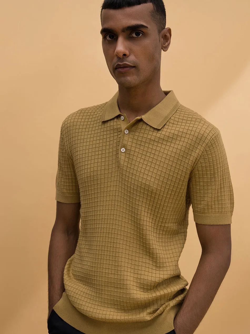 SAND BROWN TEXTURED POLO