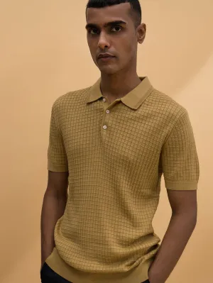 SAND BROWN TEXTURED POLO