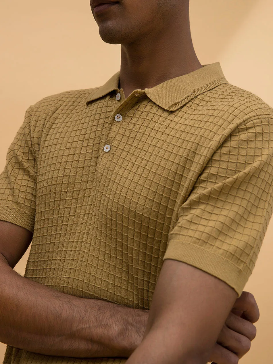 SAND BROWN TEXTURED POLO