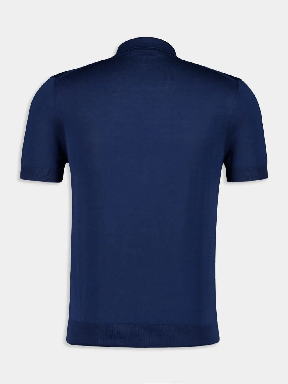 Sapphire Blue Silk Viscose Short-Sleeve Polo