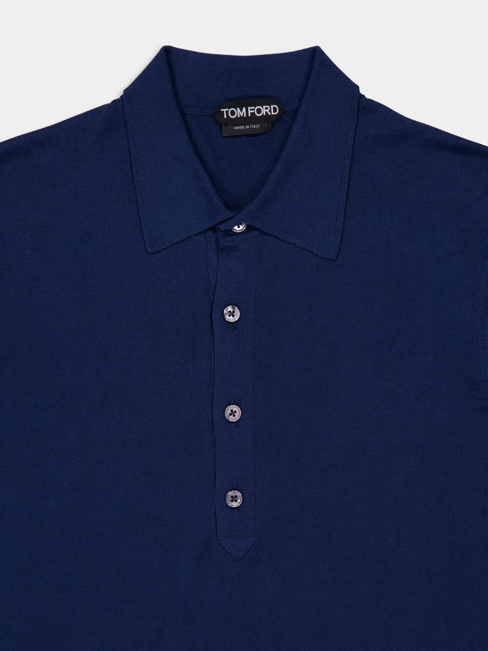 Sapphire Blue Silk Viscose Short-Sleeve Polo