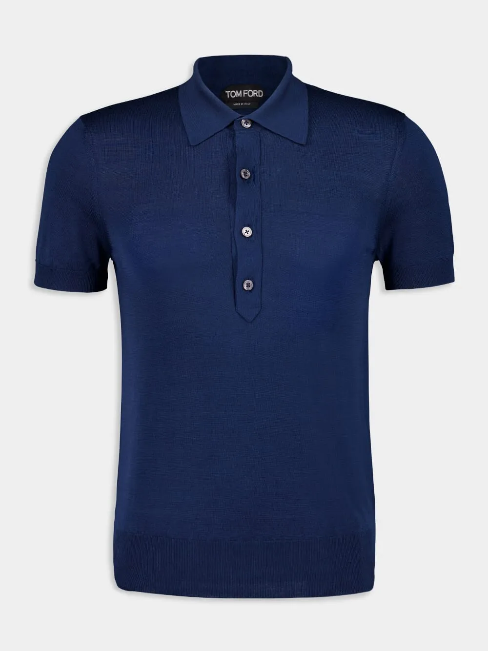 Sapphire Blue Silk Viscose Short-Sleeve Polo