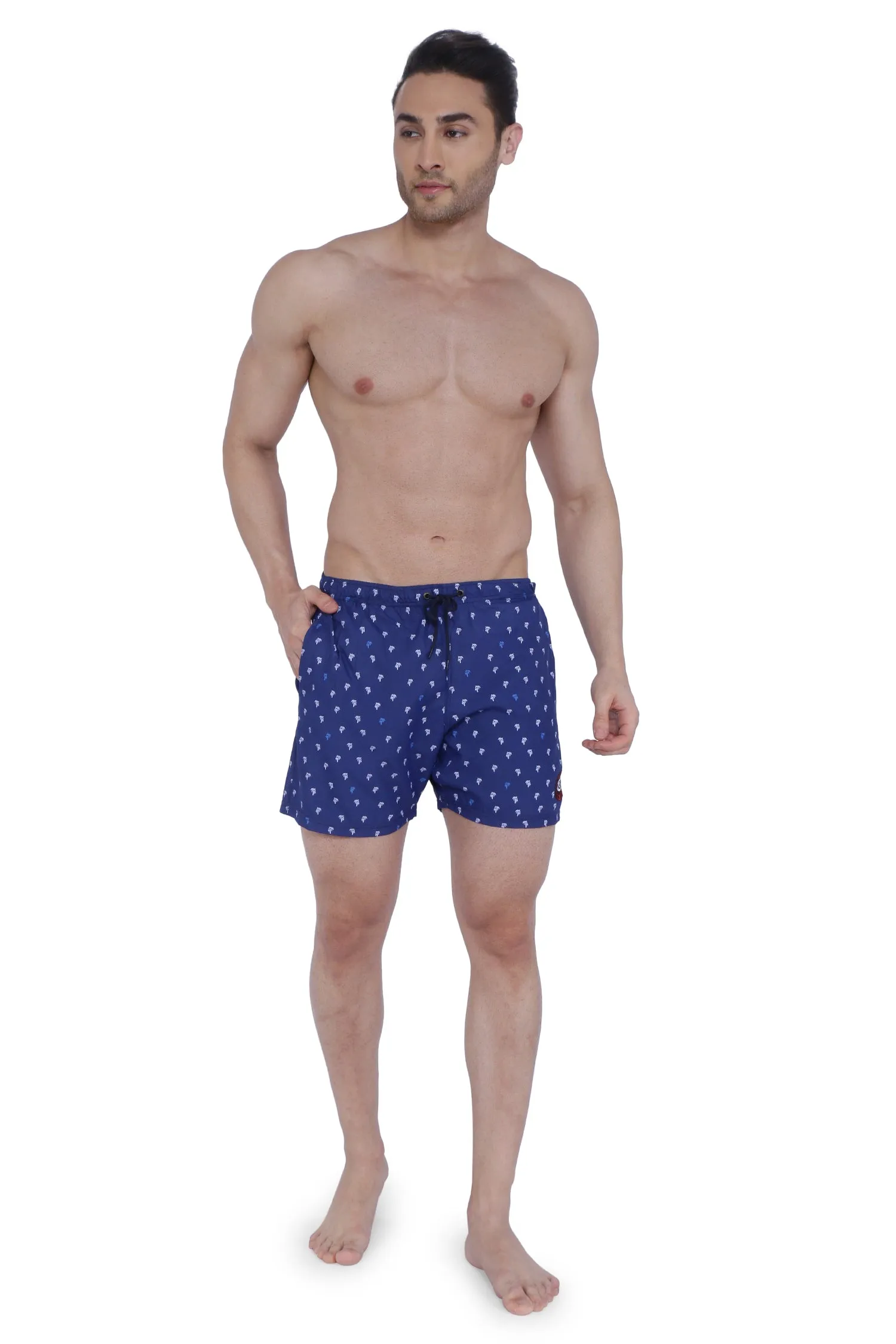 Semantic Designer Microfiber Swimshorts - Navy Printed