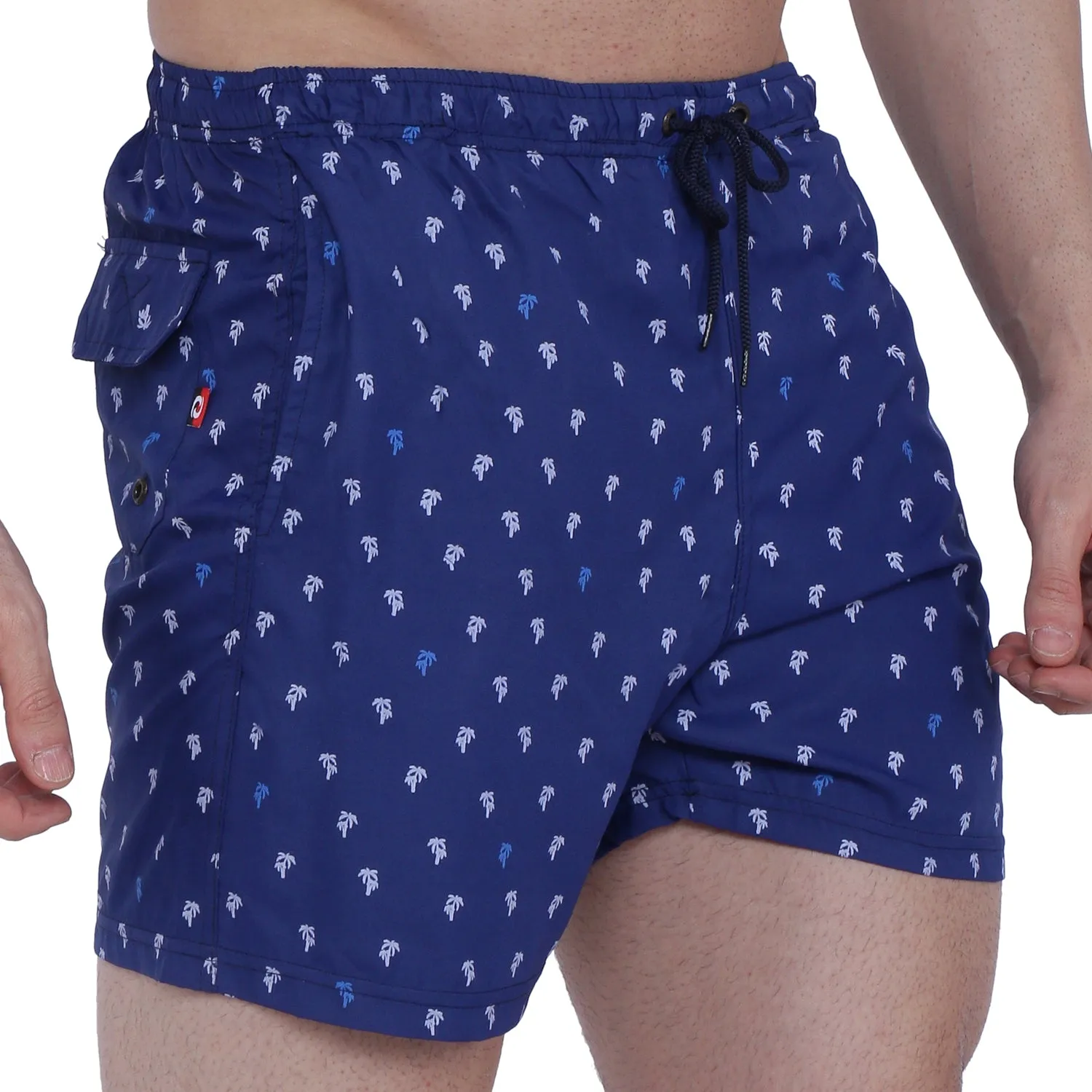 Semantic Designer Microfiber Swimshorts - Navy Printed