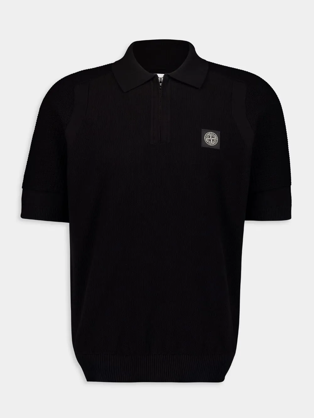 Short-Sleeve Black Polo Knit