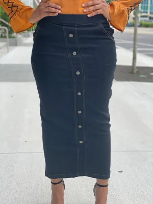 Slight stretch black jean skirt
